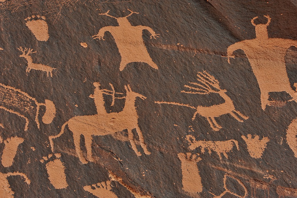 Idade Da Pedra, Pintura De Parede, Índios, Navajo, Ocre